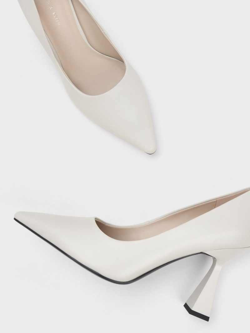 Γοβεσ Charles And Keith Trapeze Heel Pointed-toe ασπρα | 58614-NDHP