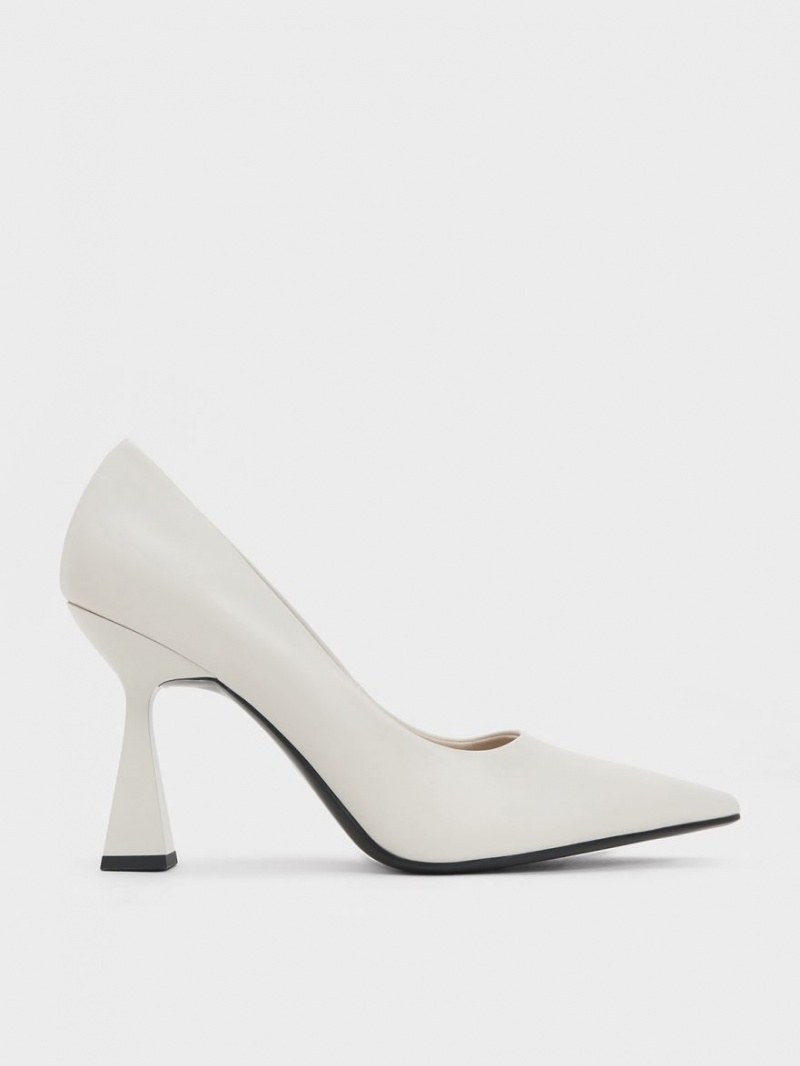 Γοβεσ Charles And Keith Trapeze Heel Pointed-toe ασπρα | 58614-NDHP