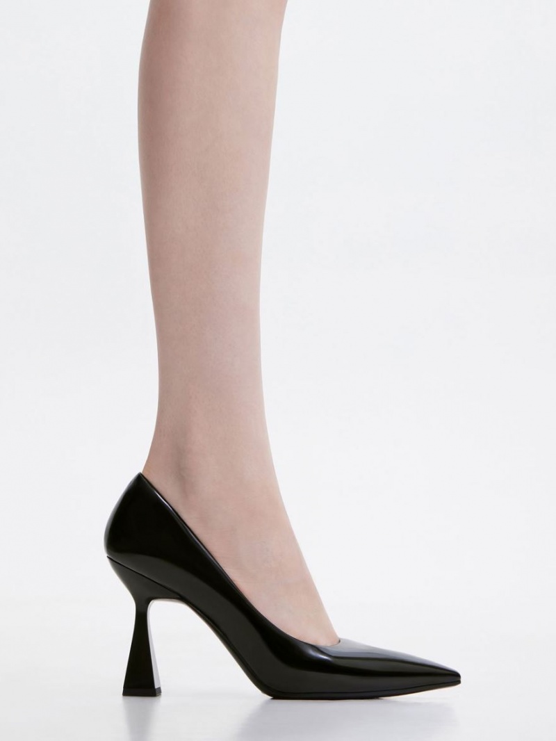 Γοβεσ Charles And Keith Trapeze Heel Pointed-toe μαυρα | 31208-KCHV