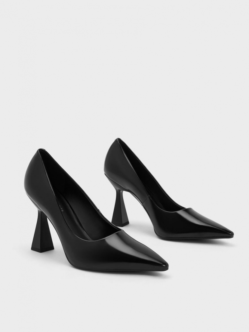 Γοβεσ Charles And Keith Trapeze Heel Pointed-toe μαυρα | 31208-KCHV