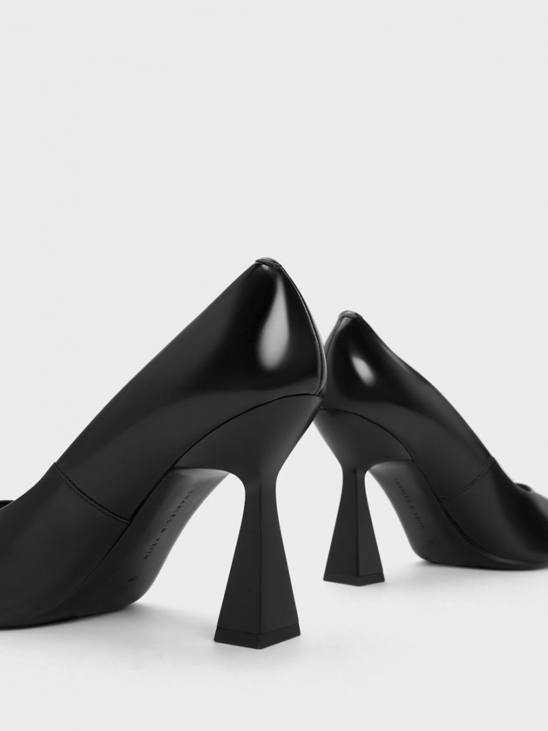 Γοβεσ Charles And Keith Trapeze Heel Pointed-toe μαυρα | 31208-KCHV