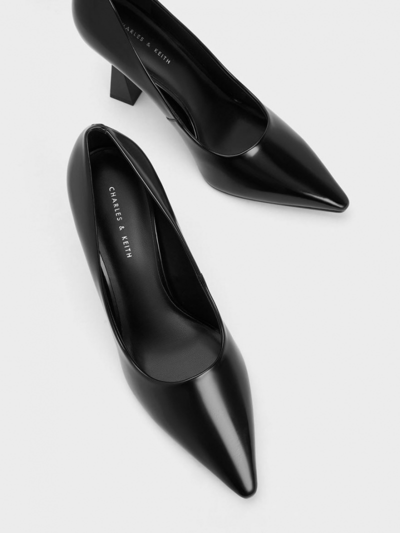 Γοβεσ Charles And Keith Trapeze Heel Pointed-toe μαυρα | 31208-KCHV