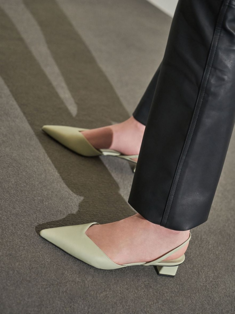 Γοβεσ Charles And Keith Trapeze Heel Slingback μεντα | 76102-ENQY