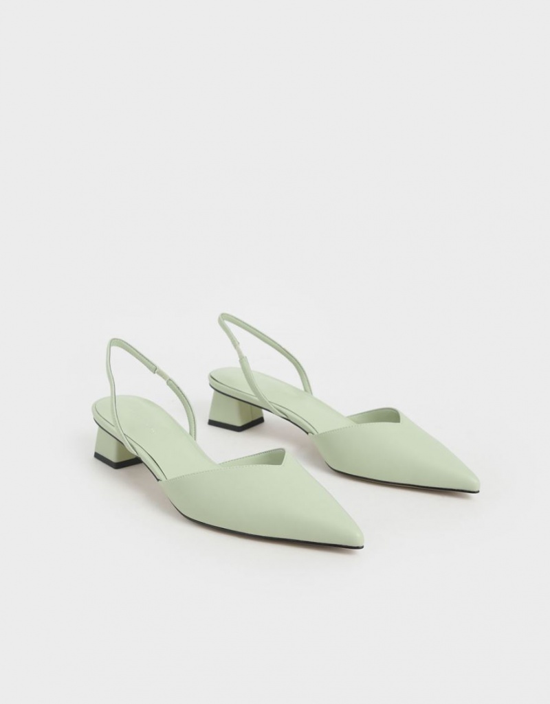 Γοβεσ Charles And Keith Trapeze Heel Slingback μεντα | 76102-ENQY