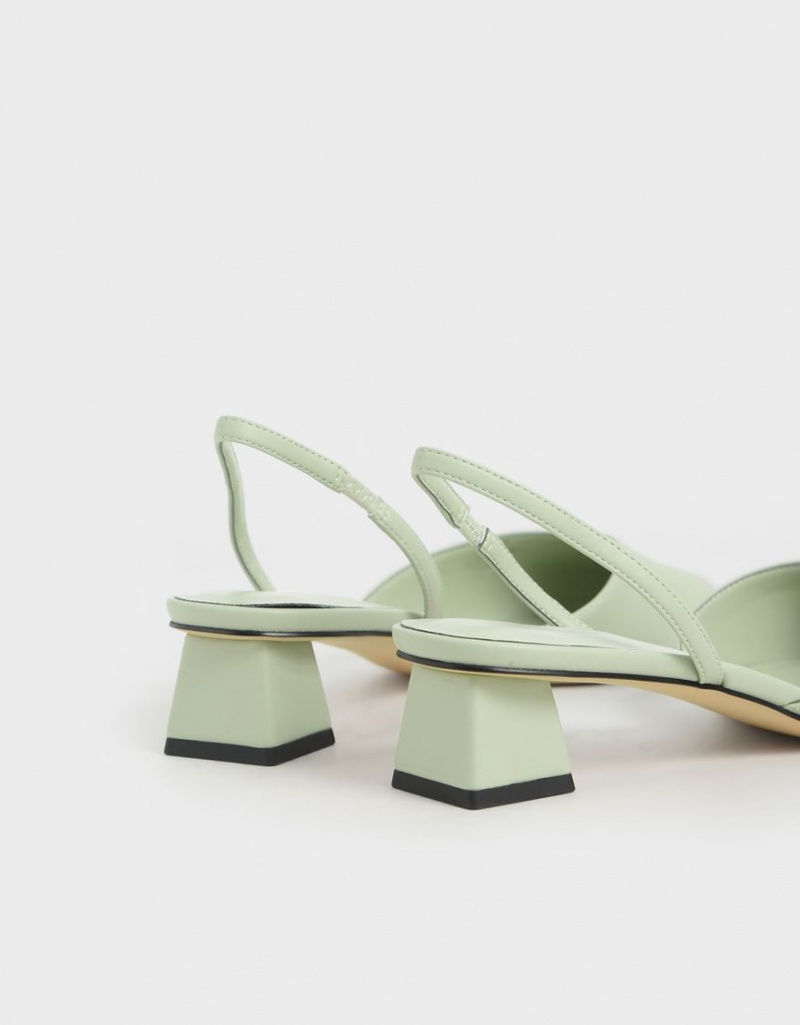 Γοβεσ Charles And Keith Trapeze Heel Slingback μεντα | 76102-ENQY