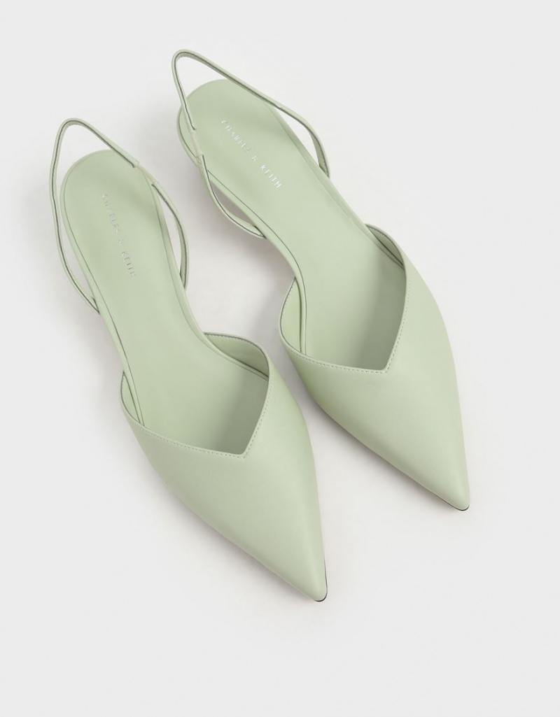 Γοβεσ Charles And Keith Trapeze Heel Slingback μεντα | 76102-ENQY