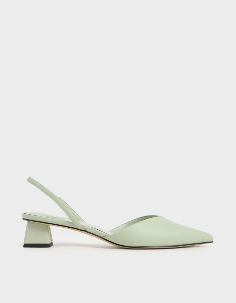 Γοβεσ Charles And Keith Trapeze Heel Slingback μεντα | 76102-ENQY