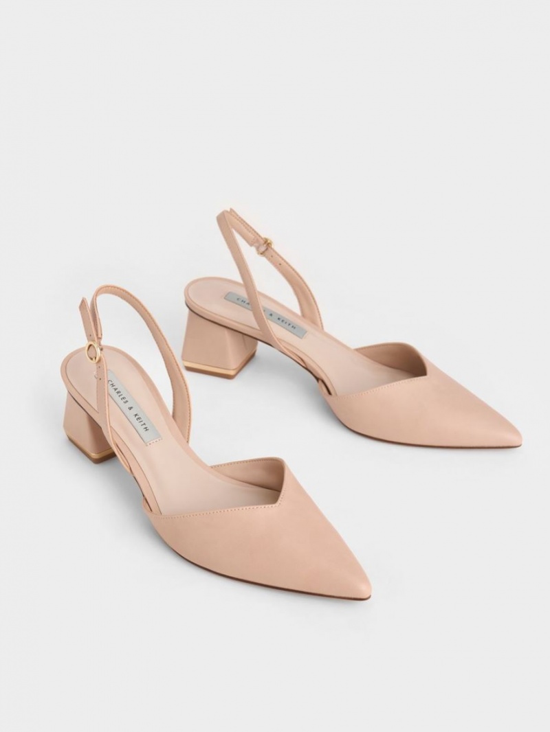 Γοβεσ Charles And Keith Trapeze Heel Slingback ανοιχτο ροζ | 90641-JTZC