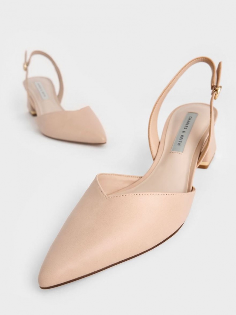 Γοβεσ Charles And Keith Trapeze Heel Slingback ανοιχτο ροζ | 90641-JTZC
