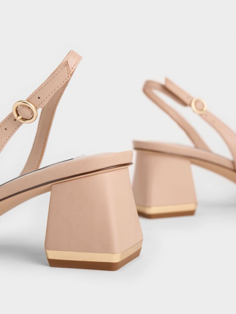 Γοβεσ Charles And Keith Trapeze Heel Slingback ανοιχτο ροζ | 90641-JTZC