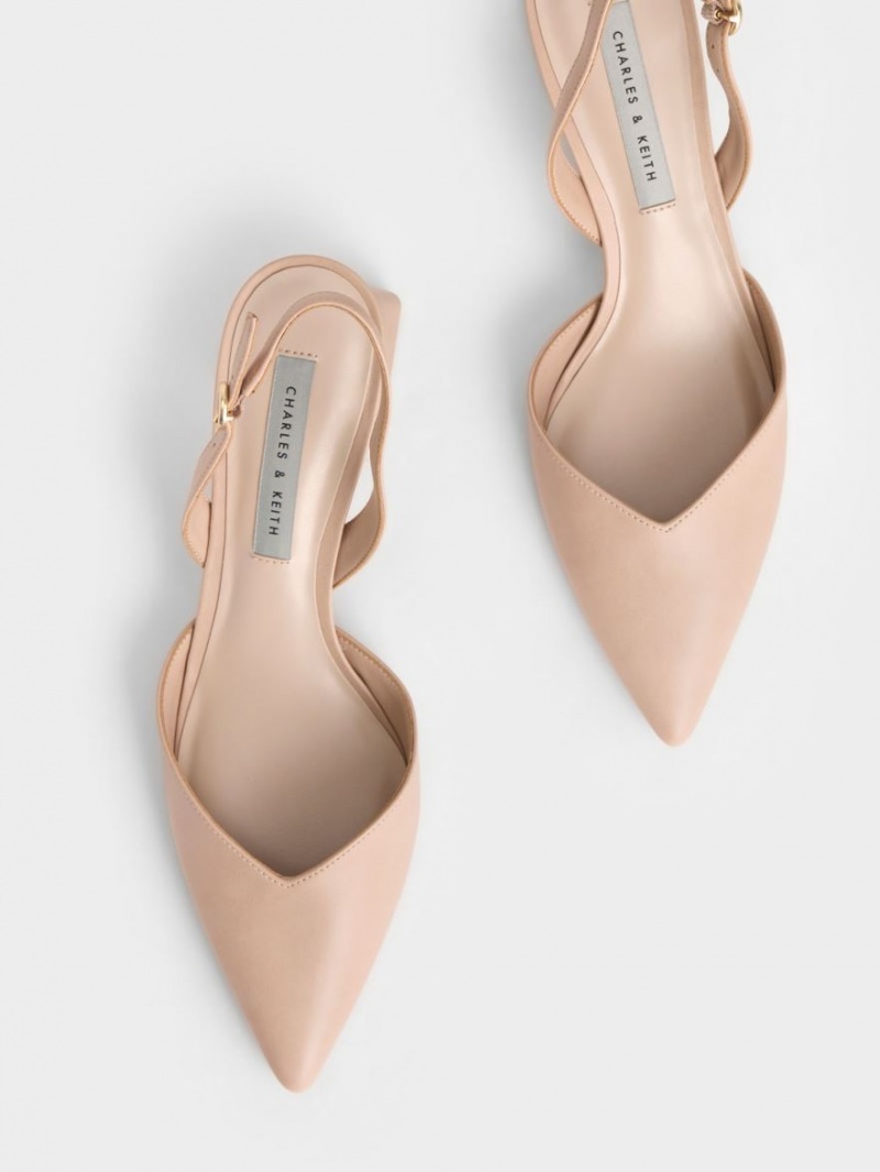 Γοβεσ Charles And Keith Trapeze Heel Slingback ανοιχτο ροζ | 90641-JTZC