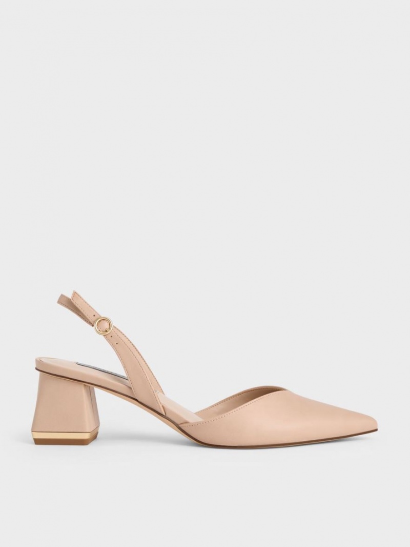 Γοβεσ Charles And Keith Trapeze Heel Slingback ανοιχτο ροζ | 90641-JTZC