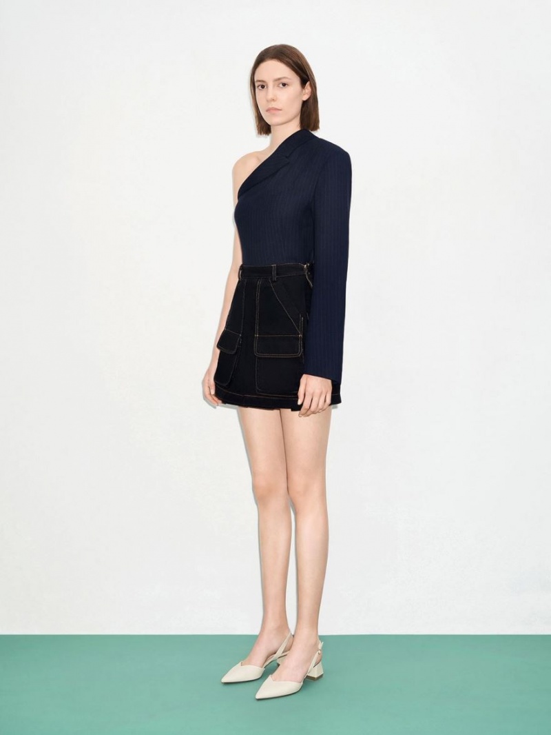 Γοβεσ Charles And Keith Trapeze Heel Slingback ασπρα | 61507-LEVA