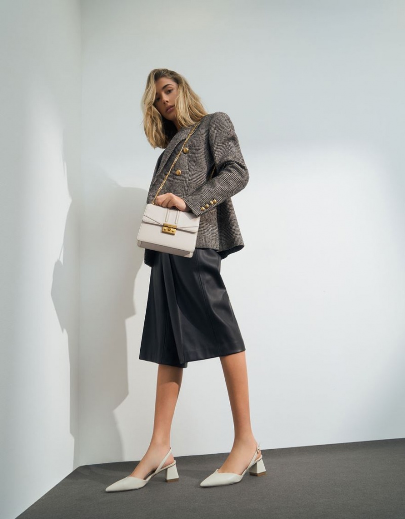 Γοβεσ Charles And Keith Trapeze Heel Slingback ασπρα | 61507-LEVA
