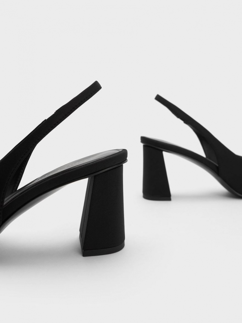 Γοβεσ Charles And Keith Trapeze Heel Slingback μαυρα | 20731-VRLI