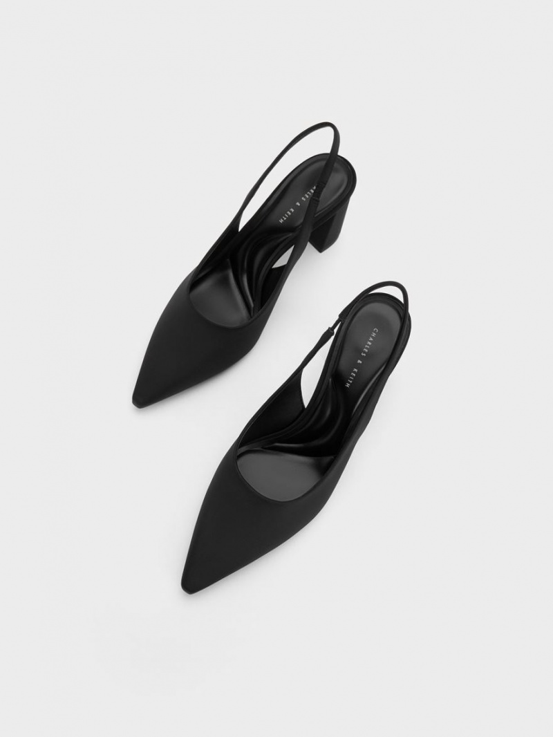 Γοβεσ Charles And Keith Trapeze Heel Slingback μαυρα | 20731-VRLI