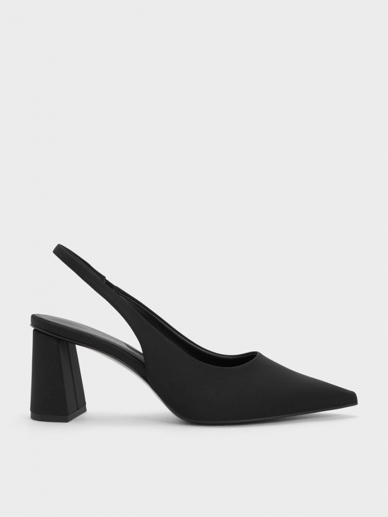 Γοβεσ Charles And Keith Trapeze Heel Slingback μαυρα | 20731-VRLI