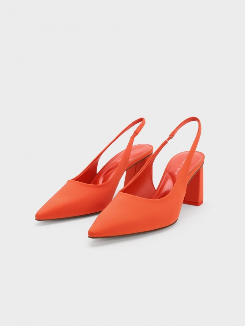 Γοβεσ Charles And Keith Trapeze Heel Slingback πορτοκαλι | 94081-WEGT