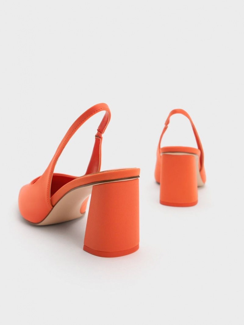 Γοβεσ Charles And Keith Trapeze Heel Slingback πορτοκαλι | 94081-WEGT