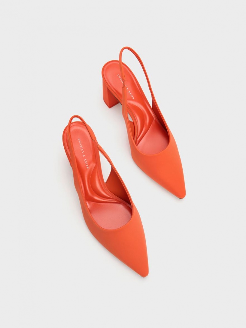 Γοβεσ Charles And Keith Trapeze Heel Slingback πορτοκαλι | 94081-WEGT