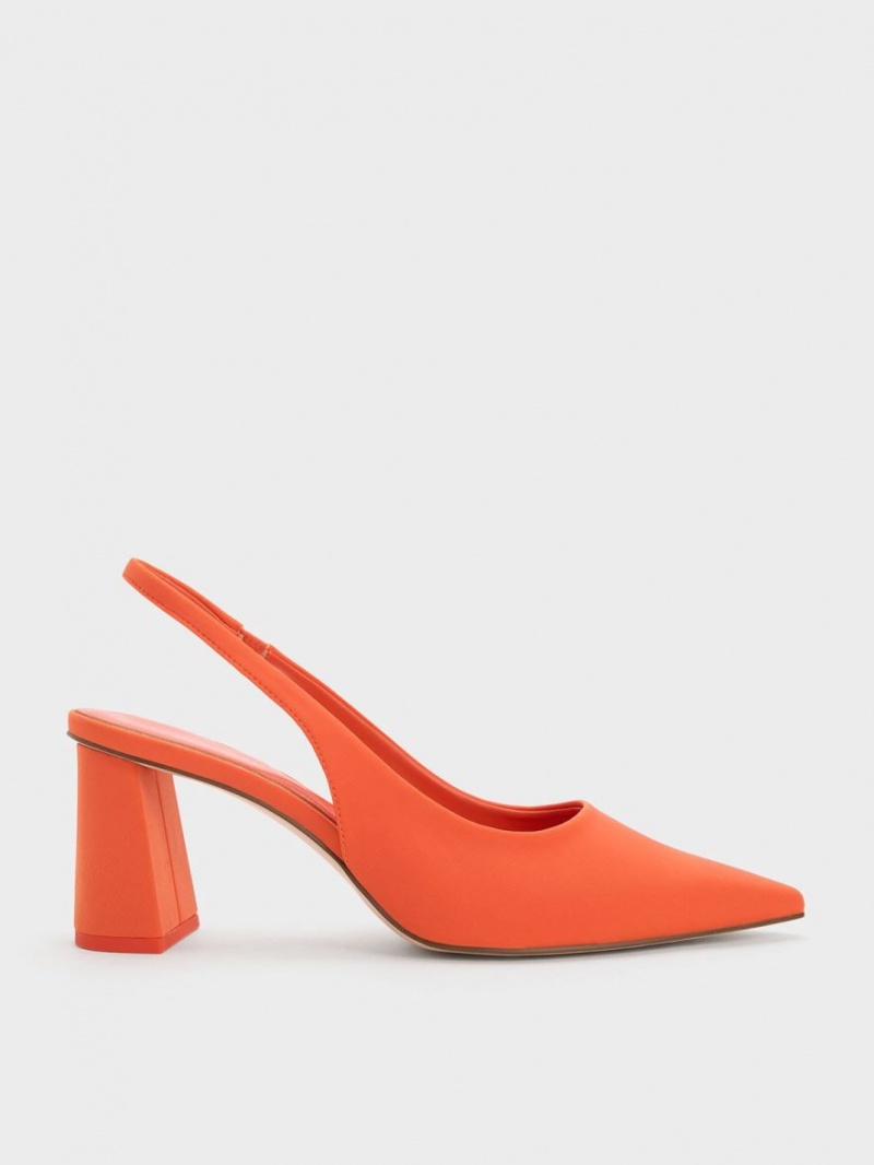 Γοβεσ Charles And Keith Trapeze Heel Slingback πορτοκαλι | 94081-WEGT