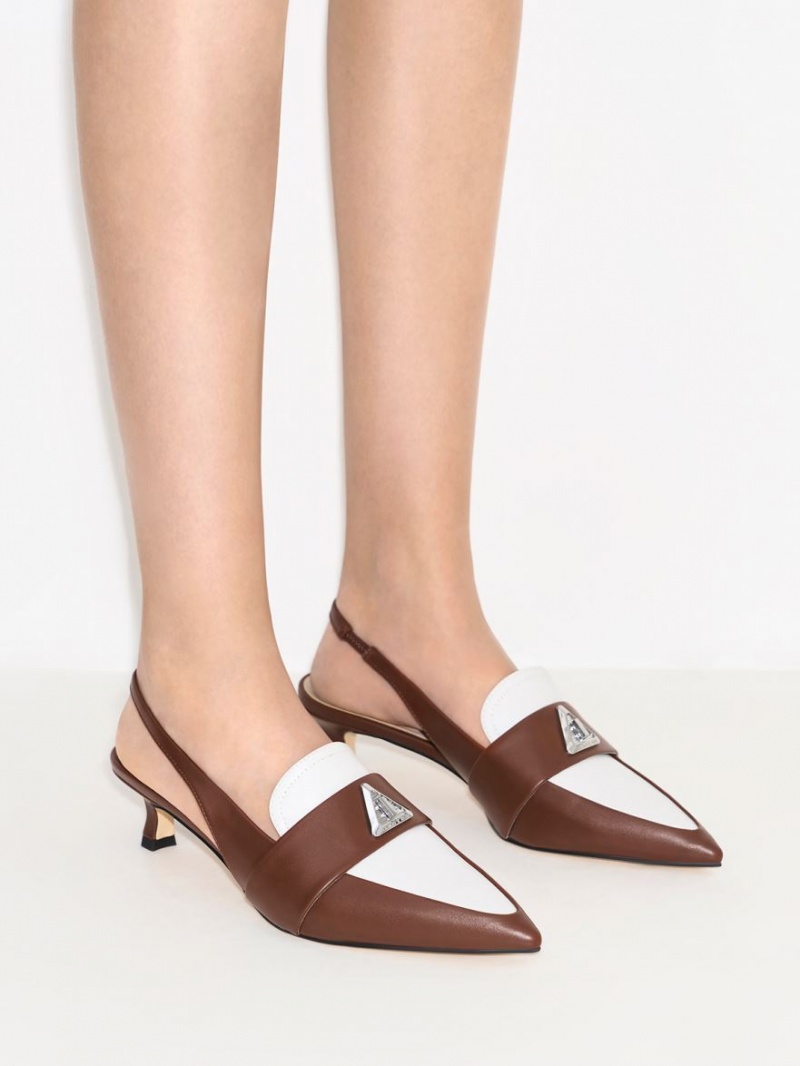 Γοβεσ Charles And Keith Trice Metallic Accent Pointed-toe Slingback καφε | 34916-XOSM
