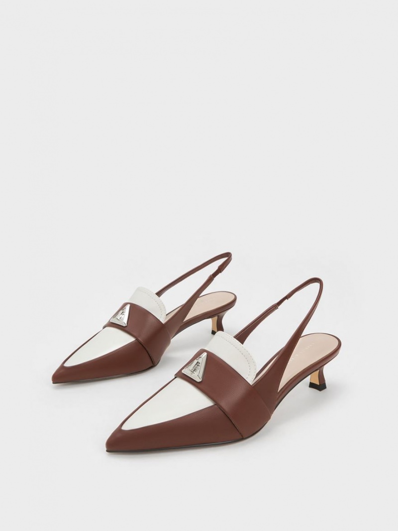 Γοβεσ Charles And Keith Trice Metallic Accent Pointed-toe Slingback καφε | 34916-XOSM