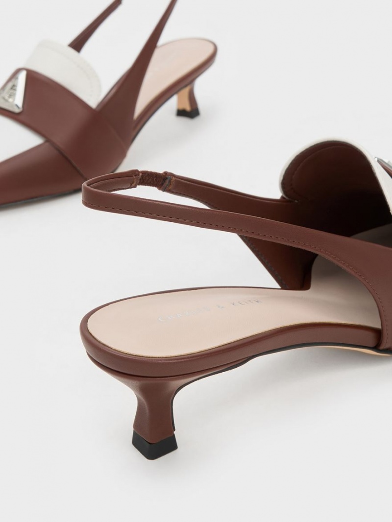 Γοβεσ Charles And Keith Trice Metallic Accent Pointed-toe Slingback καφε | 34916-XOSM