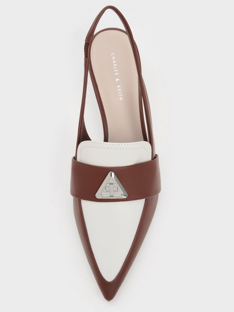 Γοβεσ Charles And Keith Trice Metallic Accent Pointed-toe Slingback καφε | 34916-XOSM