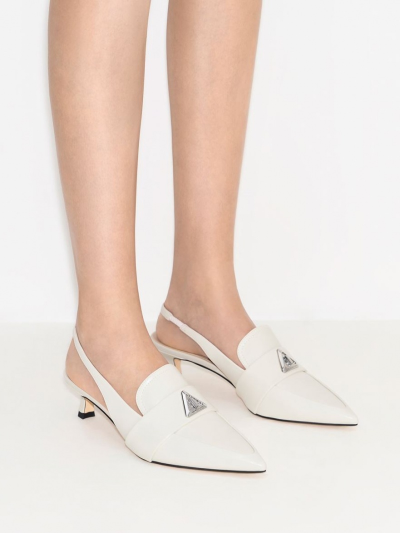 Γοβεσ Charles And Keith Trice Metallic Accent Pointed-toe Slingback ασπρα | 89017-KJTM