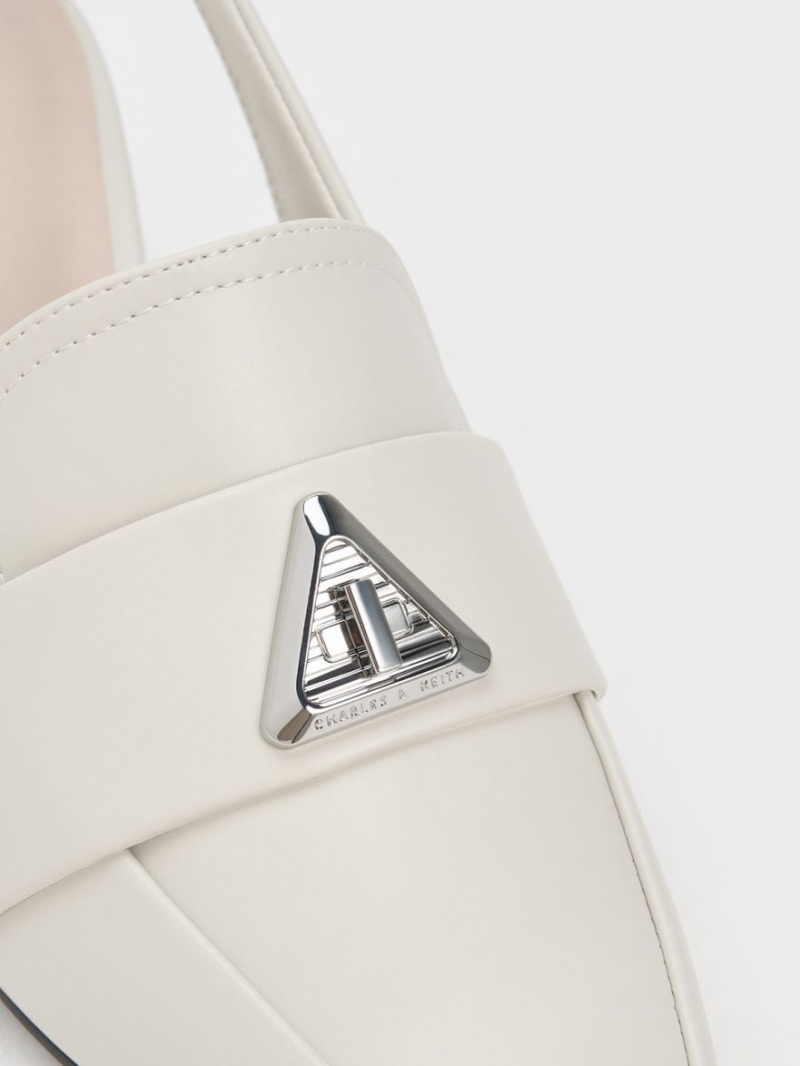 Γοβεσ Charles And Keith Trice Metallic Accent Pointed-toe Slingback ασπρα | 89017-KJTM