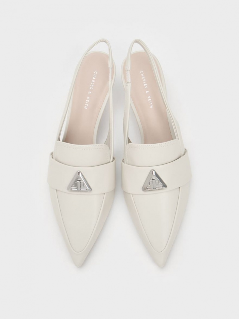 Γοβεσ Charles And Keith Trice Metallic Accent Pointed-toe Slingback ασπρα | 89017-KJTM