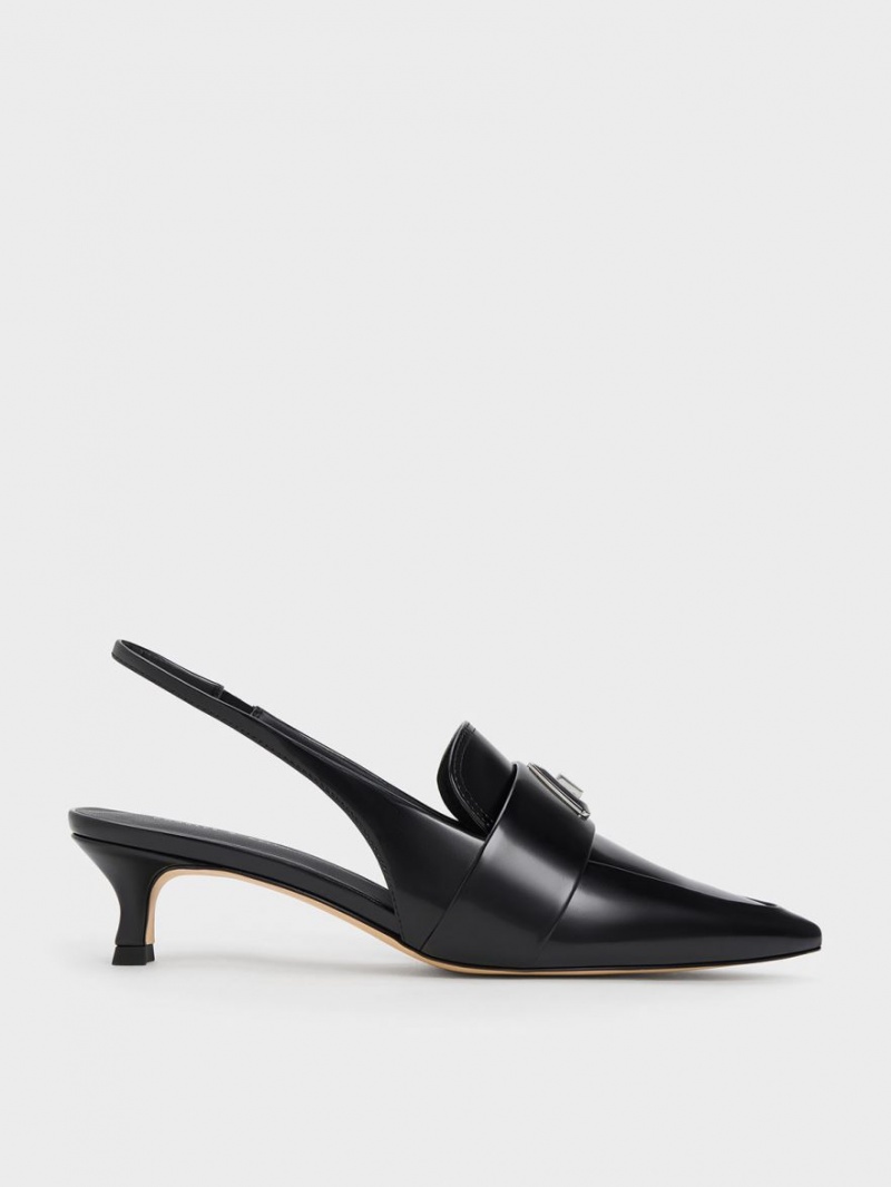 Γοβεσ Charles And Keith Trice Metallic Accent Pointed-toe Slingback μαυρα | 47281-JKTL