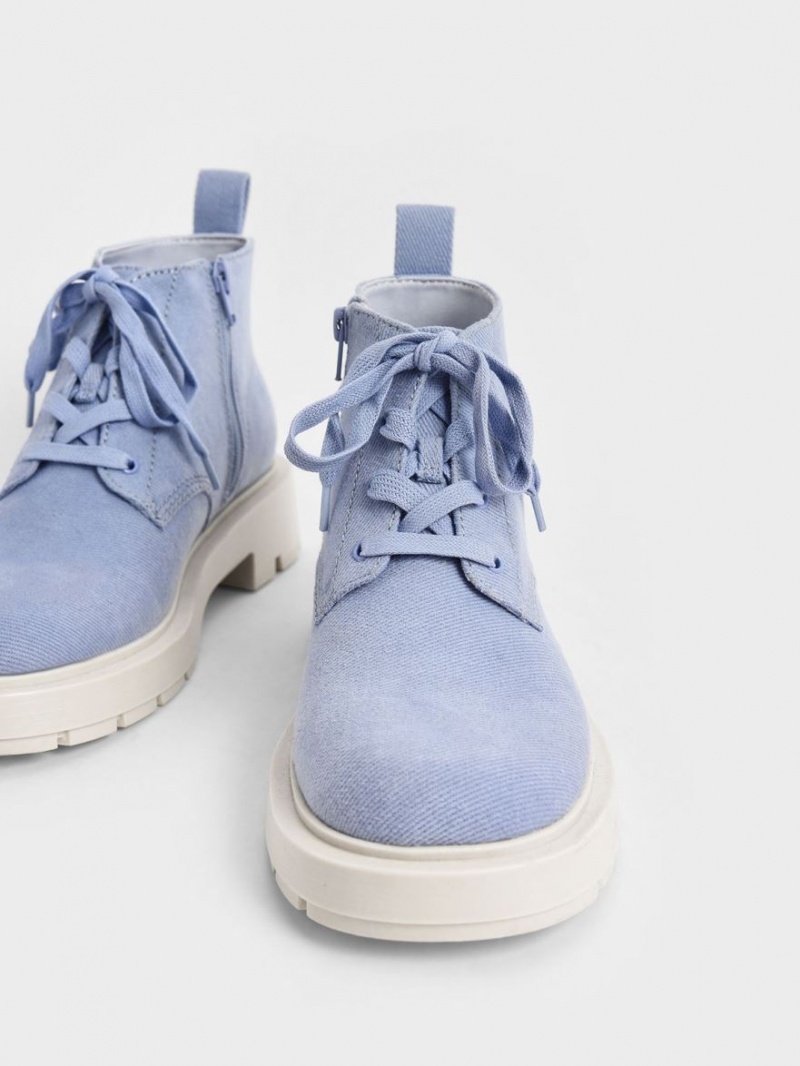 Μποτακια Charles And Keith Twill δαντελα-Up ανοιχτο μπλε | 03169-IJQE
