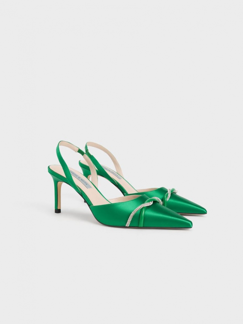 Γοβεσ Charles And Keith Twist Detail Satin Slingback πρασινο | 79821-YLOR