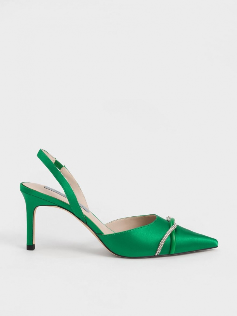Γοβεσ Charles And Keith Twist Detail Satin Slingback πρασινο | 79821-YLOR