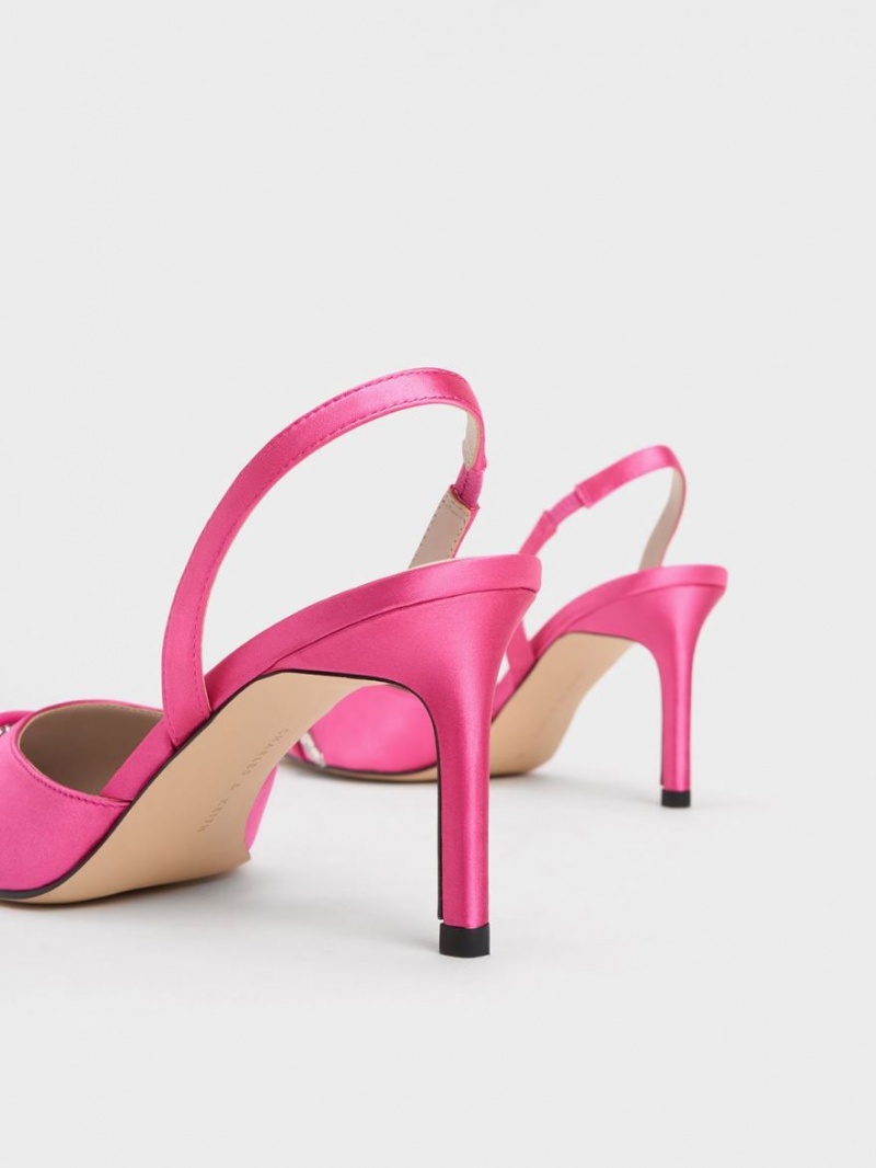Γοβεσ Charles And Keith Twist Detail Satin Slingback ροζ | 20841-MKQE
