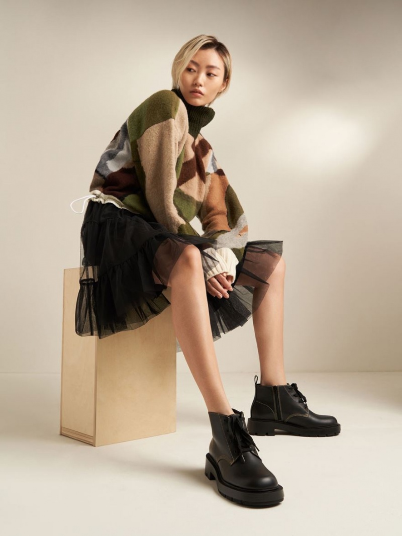Μποτακια Charles And Keith δαντελα-Up μαυρα | 67082-SPIL