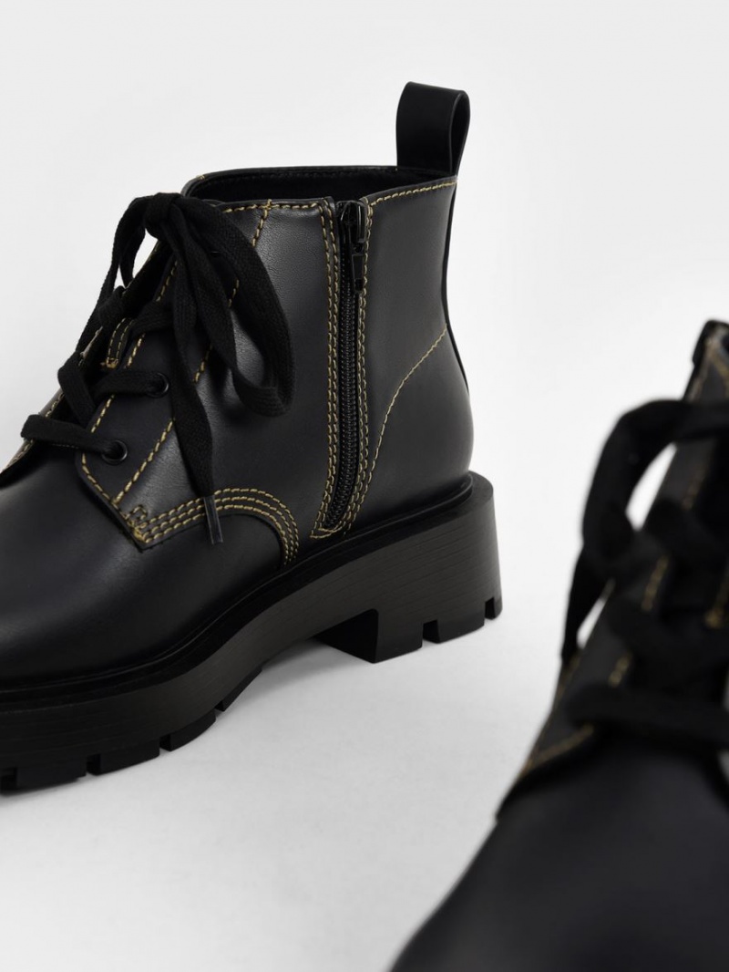 Μποτακια Charles And Keith δαντελα-Up μαυρα | 67082-SPIL