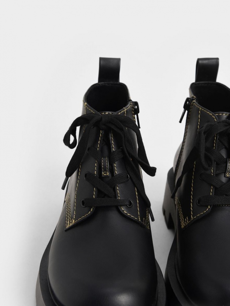 Μποτακια Charles And Keith δαντελα-Up μαυρα | 67082-SPIL