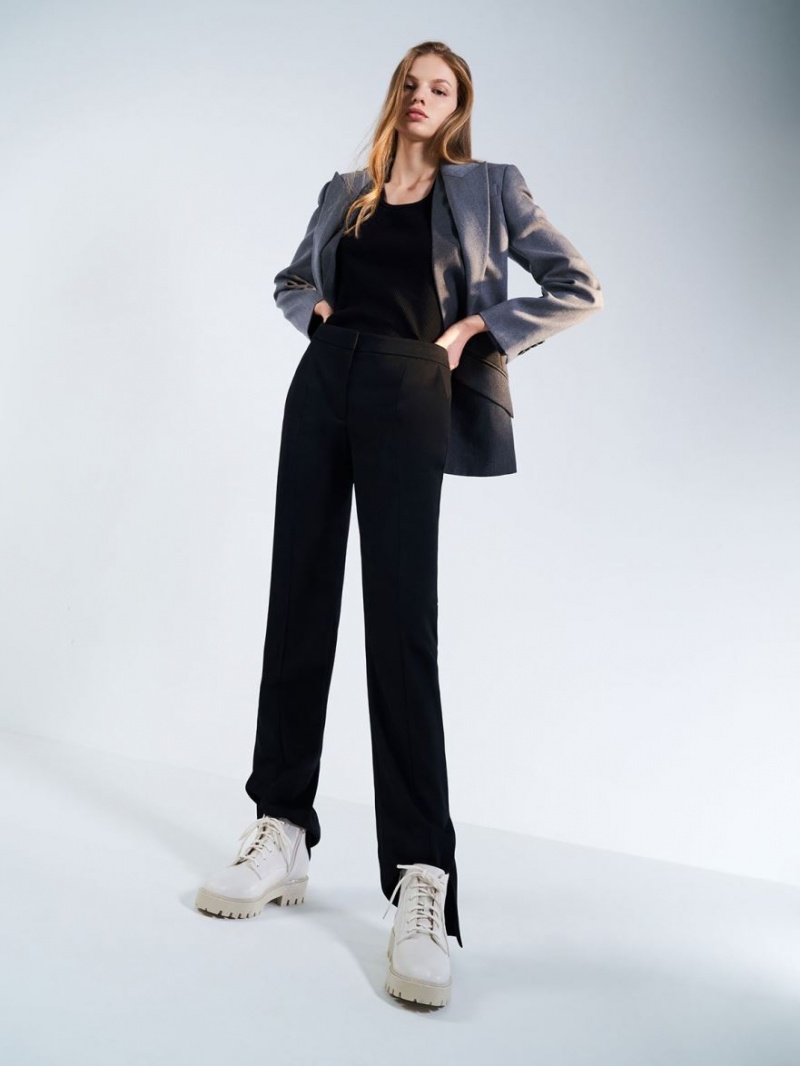 Μποτακια Charles And Keith δαντελα-Up Χοντρός ασπρα | 08397-MINX