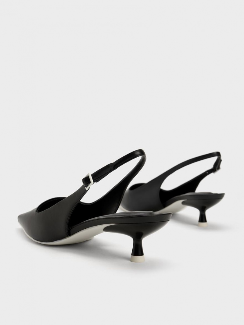 Γοβεσ Charles And Keith Vita Square-toe Slingback μαυρα | 21735-XMZN