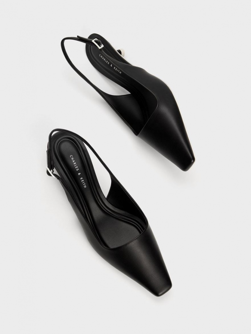 Γοβεσ Charles And Keith Vita Square-toe Slingback μαυρα | 21735-XMZN