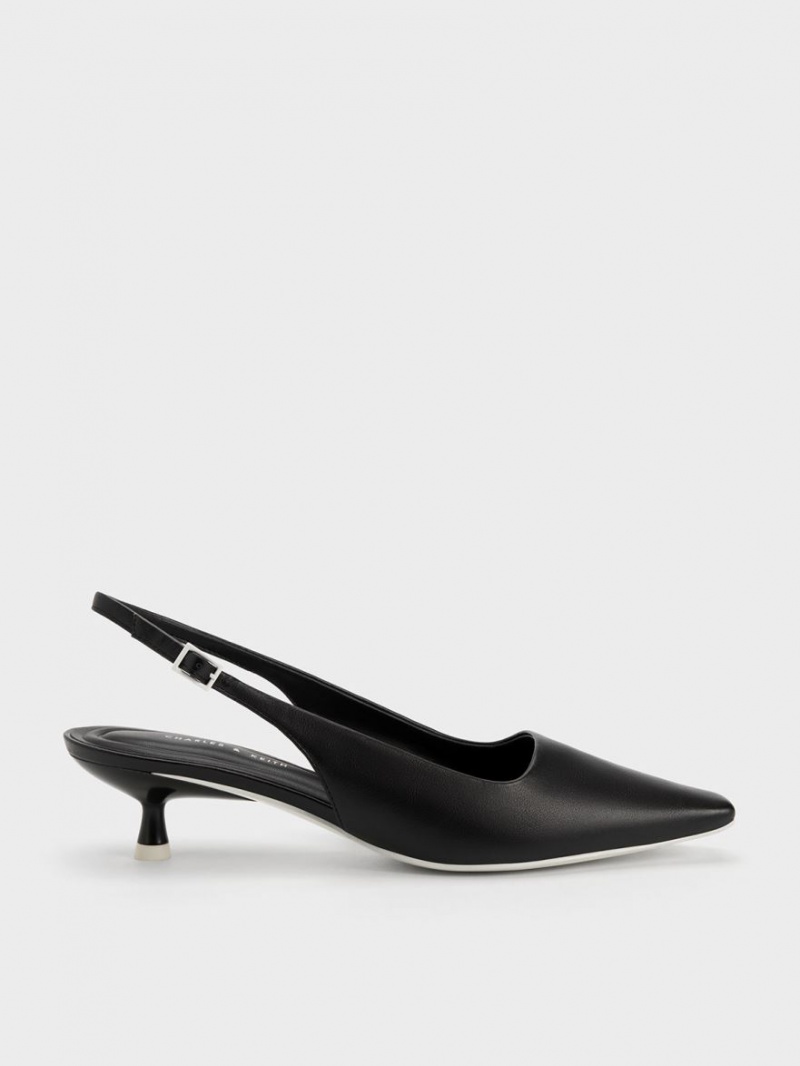 Γοβεσ Charles And Keith Vita Square-toe Slingback μαυρα | 21735-XMZN