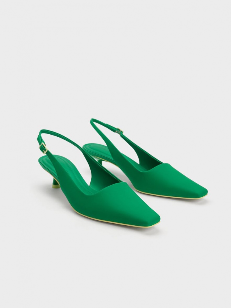 Γοβεσ Charles And Keith Vita Square-toe Slingback πρασινο | 43072-PYKT