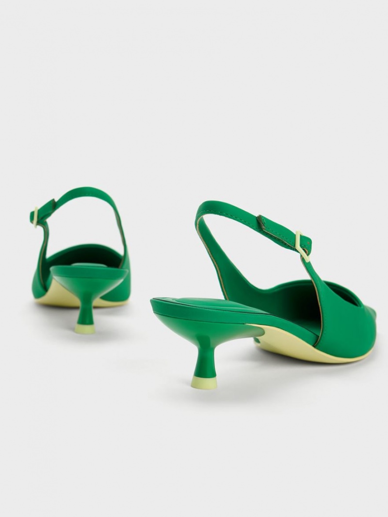 Γοβεσ Charles And Keith Vita Square-toe Slingback πρασινο | 43072-PYKT