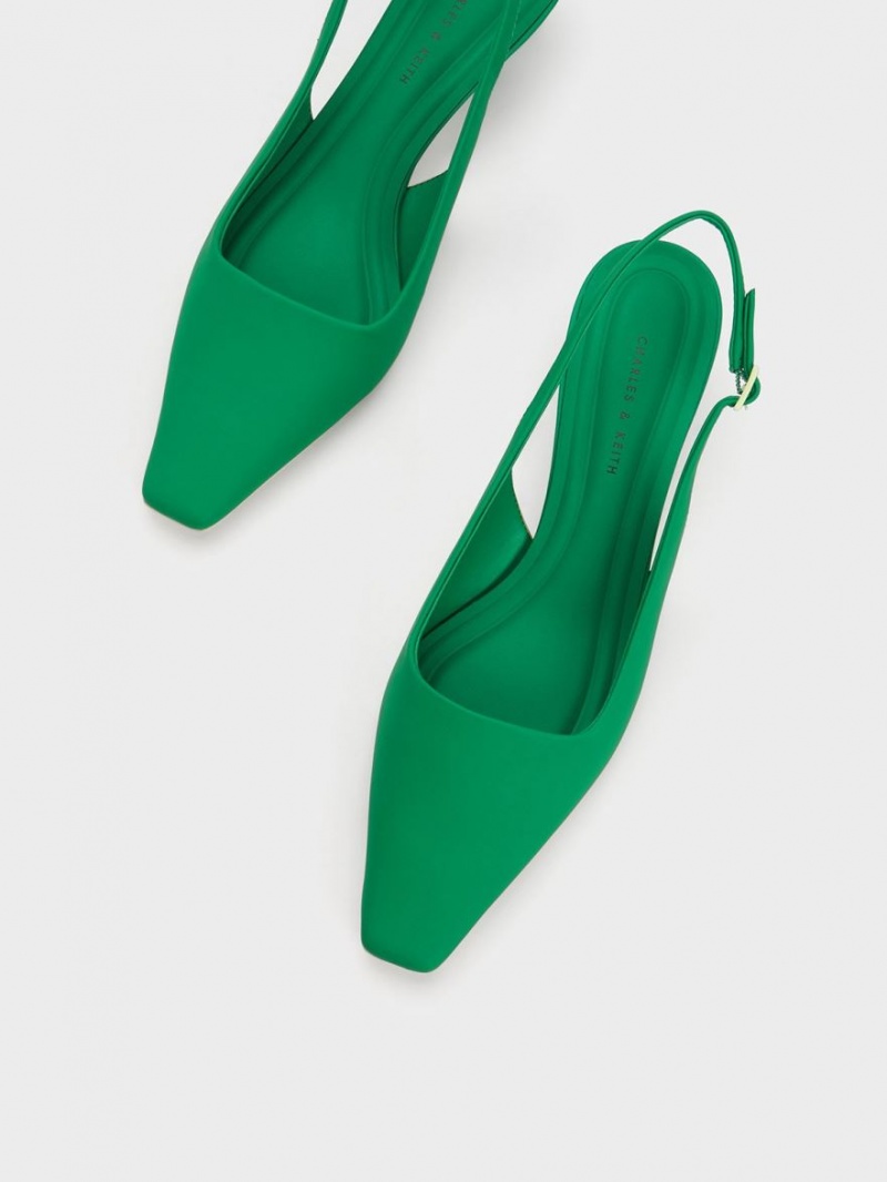 Γοβεσ Charles And Keith Vita Square-toe Slingback πρασινο | 43072-PYKT