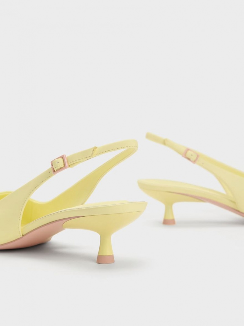 Γοβεσ Charles And Keith Vita Square-toe Slingback κίτρινα | 61894-CXWS