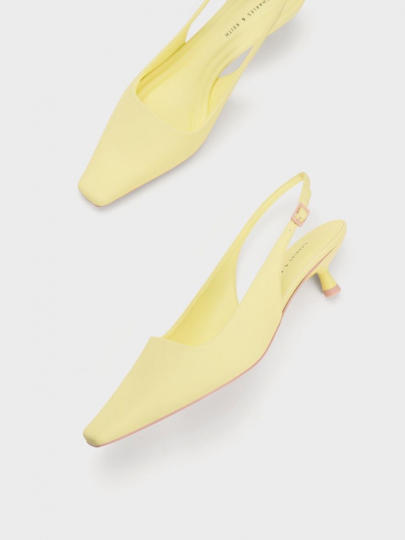 Γοβεσ Charles And Keith Vita Square-toe Slingback κίτρινα | 61894-CXWS