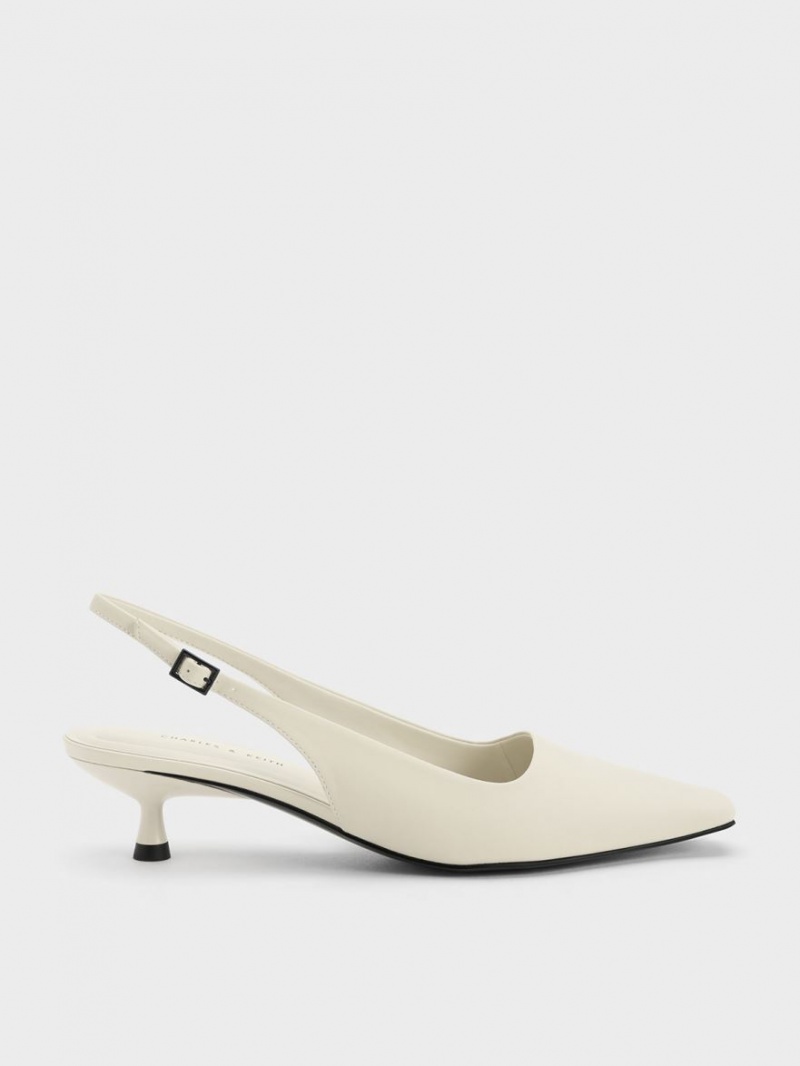 Γοβεσ Charles And Keith Vita Square-toe Slingback ασπρα | 37624-IZFT